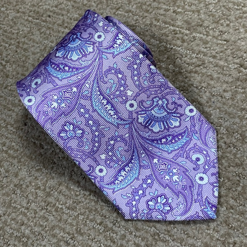 Brooks Brothers Makers Tie Mens Wedding Purple Blue Silk Paisley Classic Formal